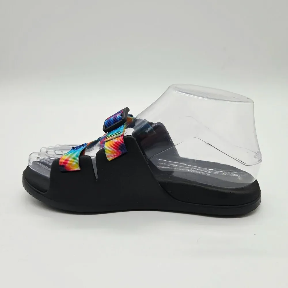 Chaco Chillos Slide Sandal Lightweight Rainbow Tie Dye Big Kids Size 4